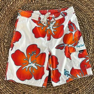 GAP Orange and White Floral Swim Trunks
